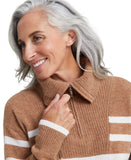 Charter Club Eloise Quarter-Zip Long-Sleeve Sweater Warm Praline Combo Brown S