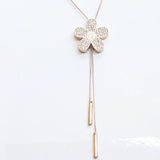 Mcys Flower Rhinestone Pendant Pull Drawstring Necklace Rose Gold