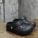 Crocs Kids Unisex Classic Lined Slippers Clog 203506-060 Black / Black 9T