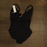 Anne Cole Womens U-Ring Mesh-Inset One-Piece Swimsuit 25MO08601 Black 14