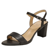 Naturalizer Bristol Ankle Strap Chunky Block Heel Dress Sandal Black Smooth 9