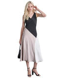 DKNY Womens Satin Colorblocked Slip Dress DD4K6D69 Black / Cloud / Eggshell 8