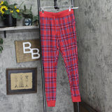 Gap Body Womens Ribbed Holiday Jogger Pajama Pants G1249XLLMA Red Plaid S