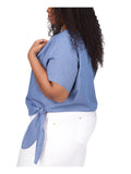 Michael Michael Kors Womens Plus Size Side-Tie Top WB94KUP9HH Cadet Wash Blue 1X
