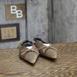 A New Day Womens Camille Satin Slingback Bow Flats 94648293 Brown 7.5M