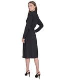 Halston Womens Wear to Work Collared V-Neck Long Sleeve Dress HD4H8ACL Black 14