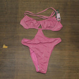 Wild Fable Women's Cut Out One Piece Swimsuit 87763489 Pink Lurex s