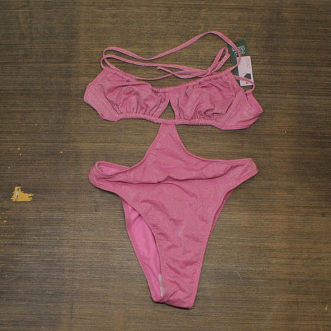 Wild Fable Women's Cut Out One Piece Swimsuit 87763489 Pink Lurex s