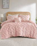 510 Design Diamond Pucker Woven 4-Piece Comforter Set Pink Full / Queen