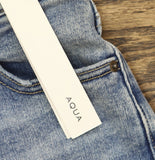 Aqua Womens Distressed High Rise Wide Leg Jeans AQ9142C-M Medium Wash Blue 27