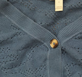 Logo By Lori Goldstein Button Front Cotton Cardigan Sweater Blue Slate 1X