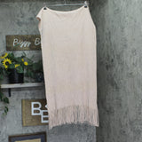 Steve Madden Ribbed Fringe Knit Scarf Pink