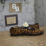 Universal Thread Flats with Ankle Strap and Memory Foam Leopard Dark Brown 7M
