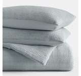 Ienjoy Textured Waffle Knit 3-Piece Comforter Set Light Blue Full / Queen