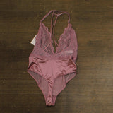 Auden Womens Lace Unlined Lingerie Bodysuit 92830873 Mauve Pink XS