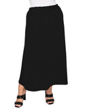 Coin 1804 Textured Rib Elastic Waist Maxi Skirt 2497X-AXI Black 3X