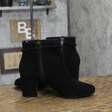 Bella Vita Womens Genuine Suede Leather Diaz Block Heel Bootie DIAZ Black 8.5M