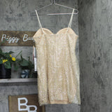 Emerald Sundae Glitter Sequin Sleeveless Fit & Flare Dress Champagne Brown L