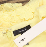 Aqua Womens Lined Lace Tiered Mini Dress IDO14101 Yellow XS
