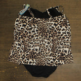 Swim Solutions Size Knotted Flyaway Fauxkini One-Piece Swimsuit Brown Animal 20W