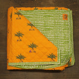 Coniglio Palm Beach Reversible Quilt Petit Palm Orange / Wavy Gingham Green King