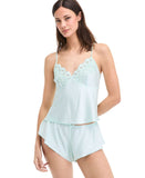 INC International Concepts Lace-Trim Satin Lounge Shorts Clear Dew Green M