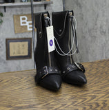 A New Day Womens Mickey Point Toe Moto Ankle Boots 90974111 Black 6M
