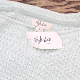 Style & Co Womens Plus Size Marl Pointelle Cuffed Sweater Mint Ice Green 1X