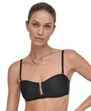 DKNY Womens Shirred U-Wire Bandeau Bikini Top Swim DIMTS403 Black XL