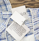 Kasper Womens Tweed Open Front Blazer Jacket California Sky Blue Multi 12