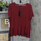 DG2 by Diane Gilman Womens Sustainable Bamboo Crossover Peplum Top Wine Red L