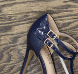 Journee Collection Womens T-Strap Tru Pump Stiletto Heels TRU Navy Blue 7.5M