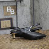 A New Day Womens Samantha Heels Strap Back Kitten Heel Black / Gold 6.5M