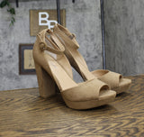 Sun + Stone Womens Reeta Block Heel Platform Sandals Sand Stone Brown 10.5M