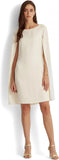 Lauren Ralph Lauren Cape Georgette Cocktail Dress Mascarpone Cream Off White 10