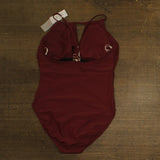 Mimi Flamingo Womens Soleil Solids Ivey One Piece Swimsuit Henna Red 16