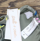 Salt + Cove Juniors Floral-Print Sweetheart Bikini Swim Top 806993 Sage Green M