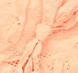 Sam Edelman Womens Eyelet Cap Sleeve Self Tie Cotton A-Line Mini Dress Pink 8