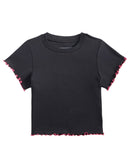 With Jules Big Girls Lettuce-Edge T-Shirt Black / Fuschia L (12/14)