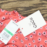 Cece Womens 3/4 Sleeve Tie Neck Floral-Print Blouse 7033067 Coral Pink L