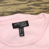 Attitudes by Renee Embellishment Crew Neck Pullover Sweater Pink Lemonade M