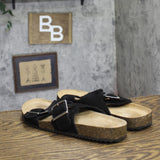 Goodfellow & Co Suede Two Band Slide Sandals 94809738 Black 10