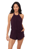 Magicsuit Solids Piper Underwire Halter One Piece Swimsuit Prune Purple 10