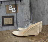 A New Day Womens Ansel Double Band Open Toe Wedge Heels 93320230 Tan Brown 7M