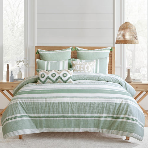 Levtex Home Pickford Cotton 3-Piece Duvet Cover Set L19133QDS Green Full / Queen