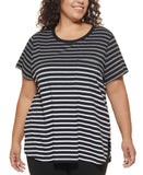 Calvin Klein Performance Womens Plus Size Striped T-Shirt PF0X5052