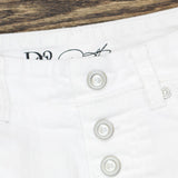 DG2 by Diane Gilman Womens Pull On Faux Button Skinny Jeans White Multi XS