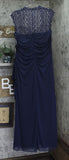 X By Xscape Plus Size Ruched Lace Gown Dress XC121W Navy Blue 14W