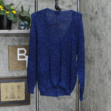 Bardot Women's Wide V-Neck Drop-Shoulder Cardigan Top 58104TB Navy Lurex S