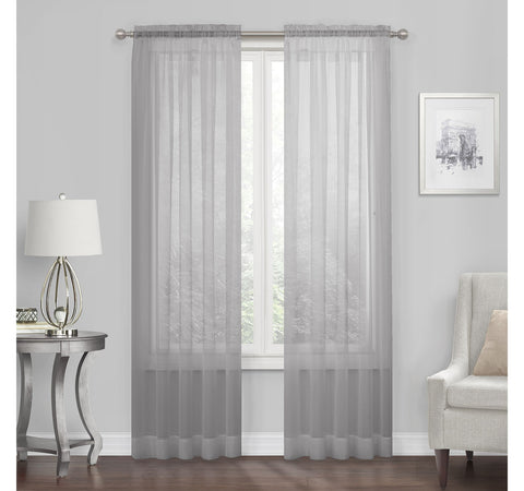 Regal Home Solid Voile Rod Pocket Sheer Single Curtain Panel Silver Gray 54x95